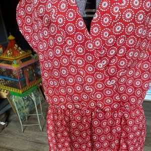 Maison Jules Size Large Polyester Chakra Wheel Red Sleeveless Midi Dress